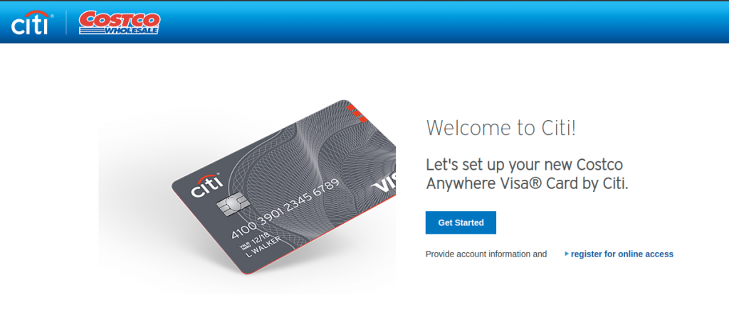 Costco Anywhere Visa Card page