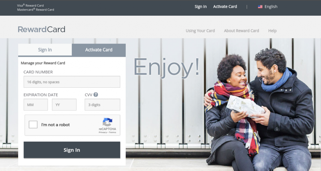 Visa Rewards Card Login page