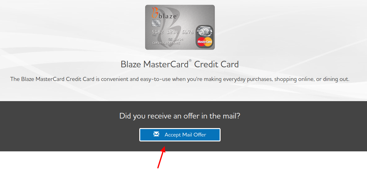 Blaze Mastercard Credit Card Accept mail Offer