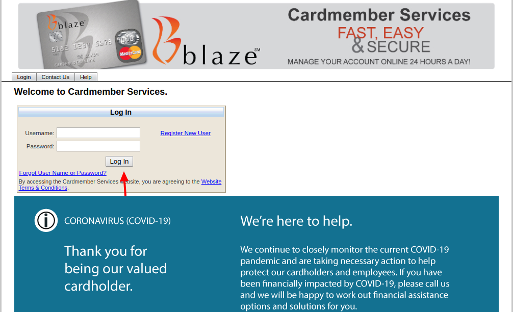 Blaze Mastercard Login