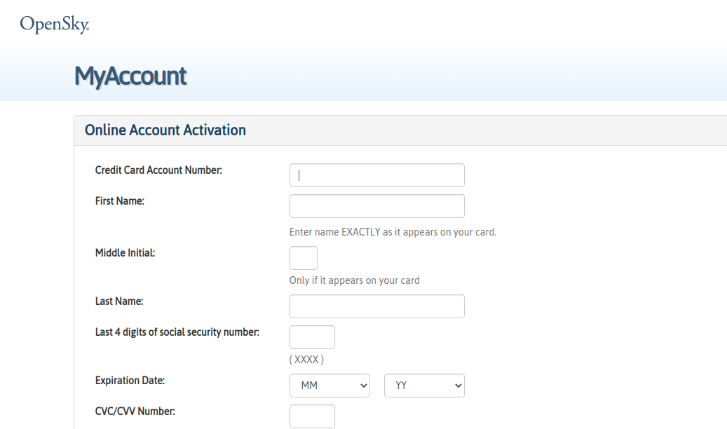 OpenSky Card Activation