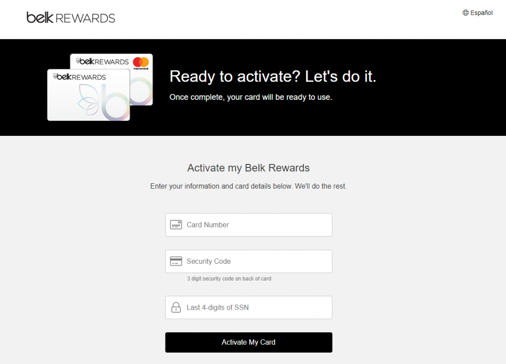 Belk Credit Card Activation without Online Account