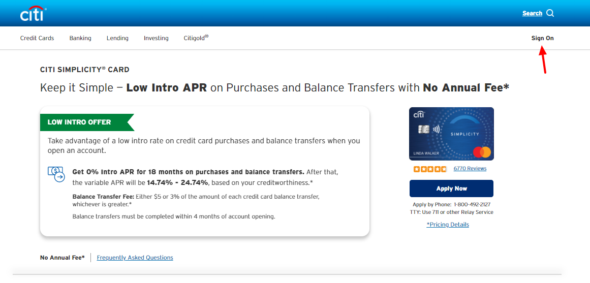 Citi Simplicity Card Login