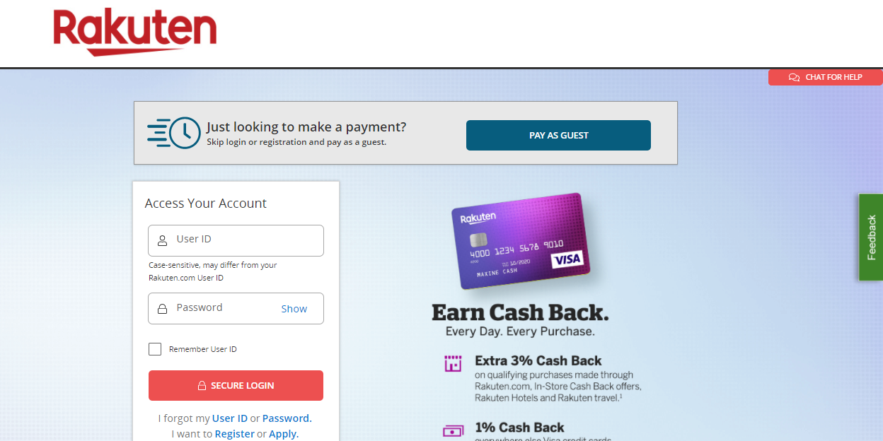 ebates credit card login
