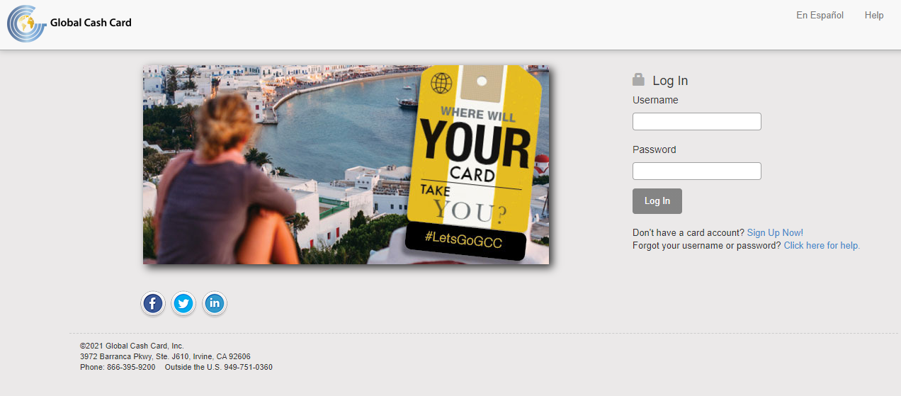 global cash card login