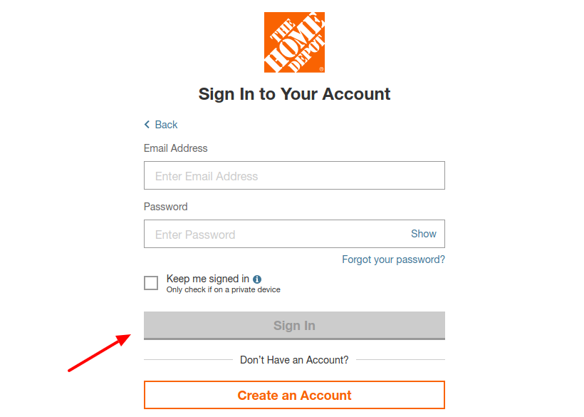 home depot credit card login