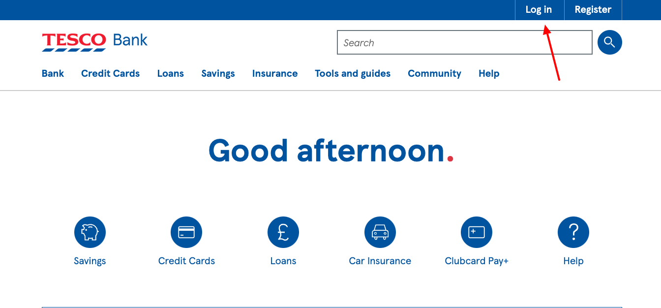 tesco debit card login