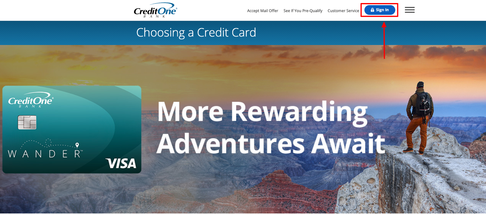 credit one bank card sign in