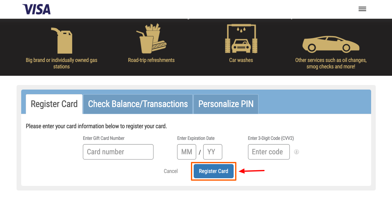 fuel everywhere gas card register