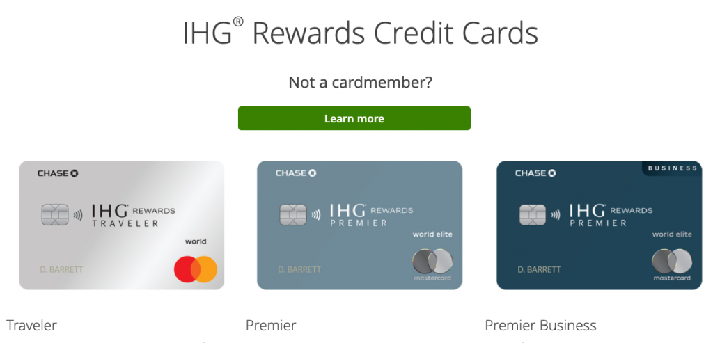 ihg rewards card login