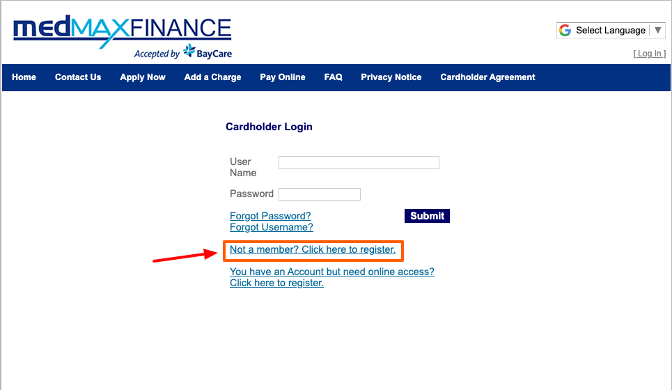 med max finance register