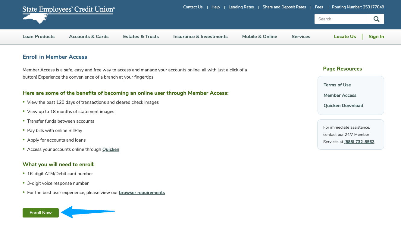 NCSECU Member enroll page