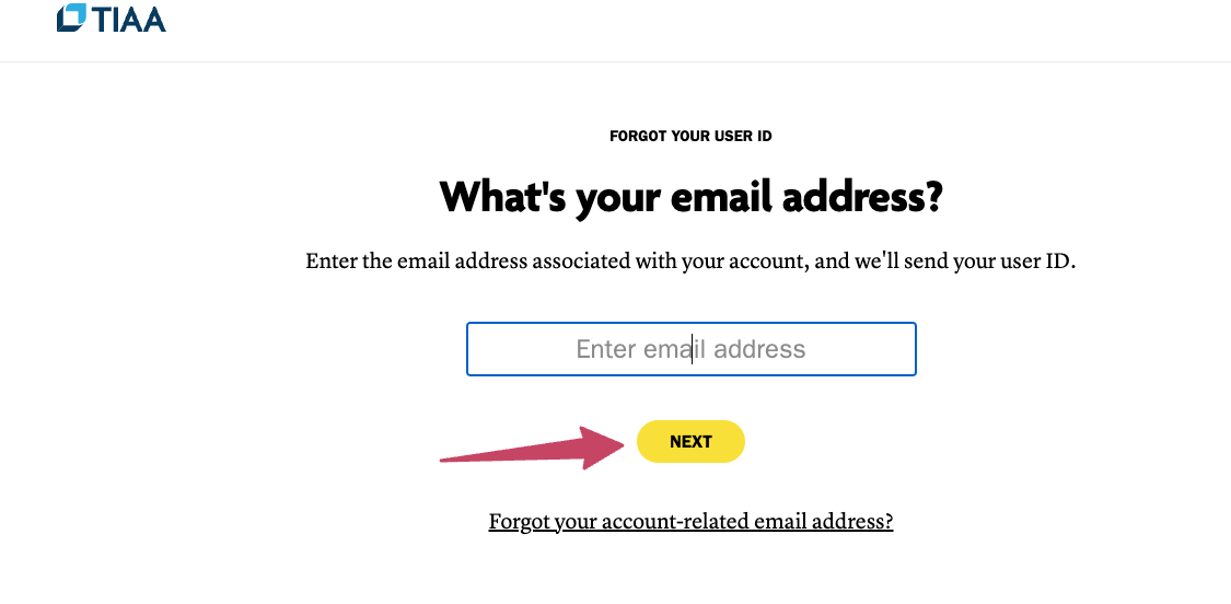 forgot userid for Tiaa Cref