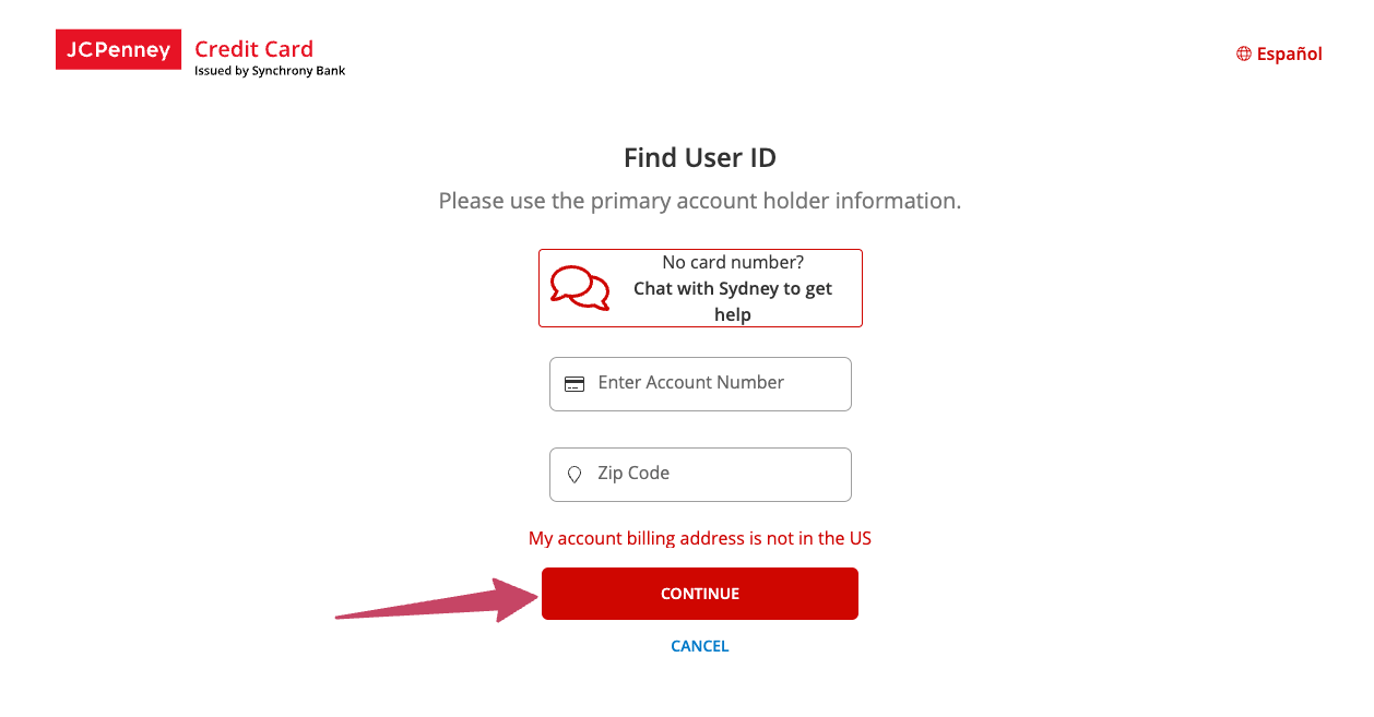 forgot userid for jcpenney card