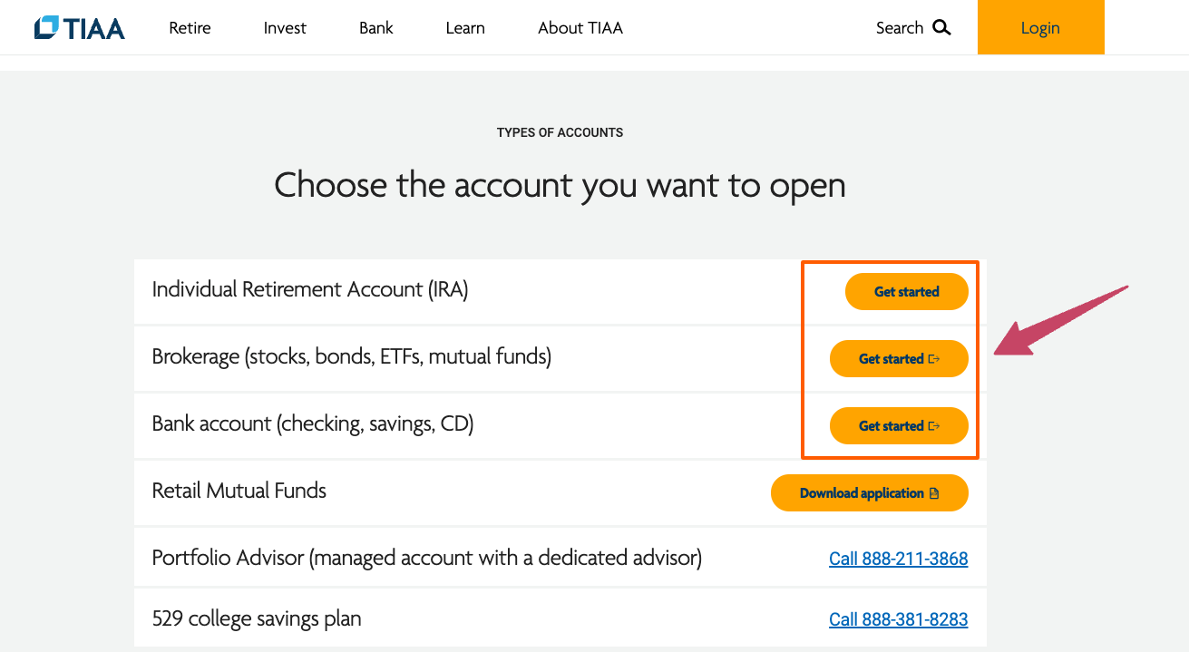 tiaa open account