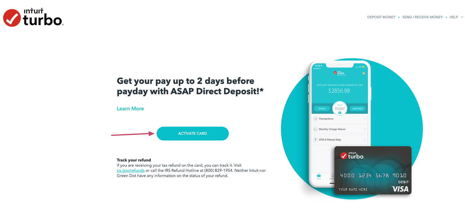 turbotax card activation page