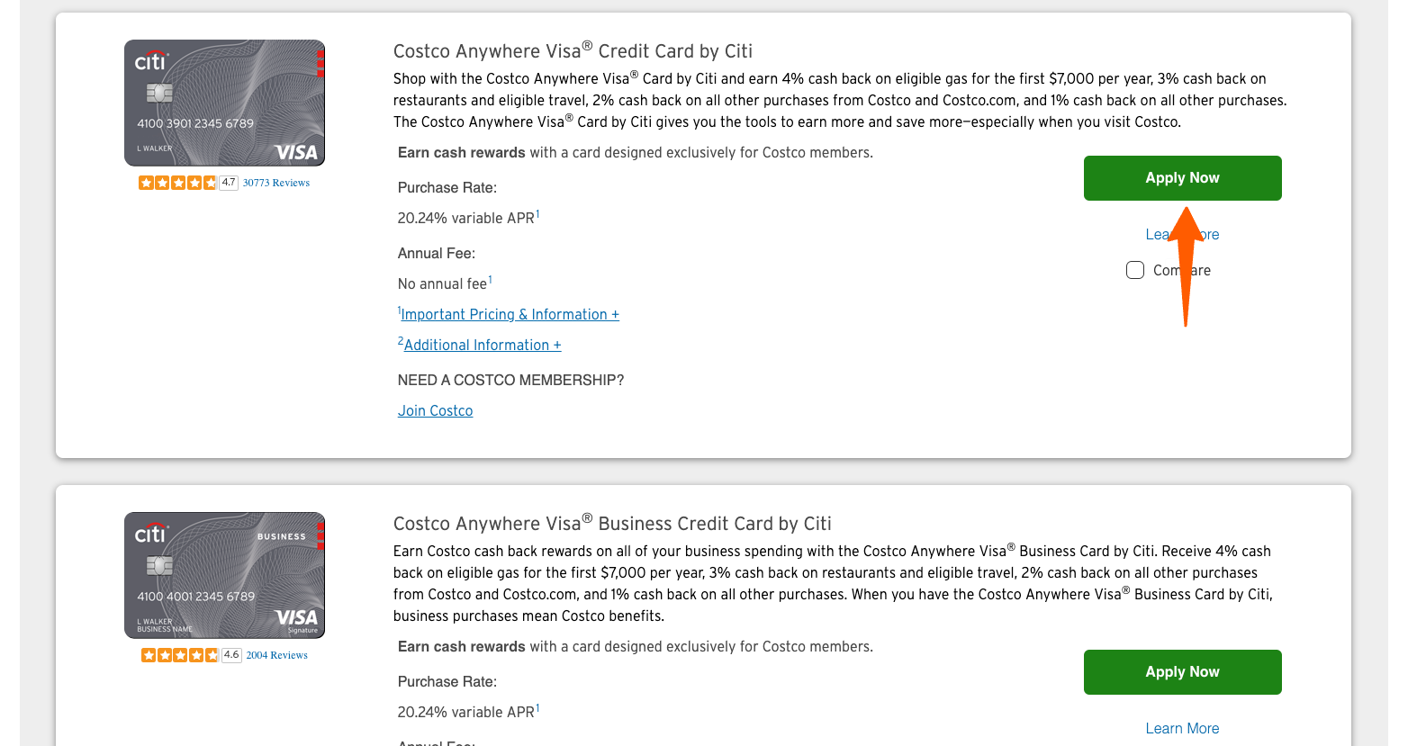 Costco Anywhere Visa Card apply